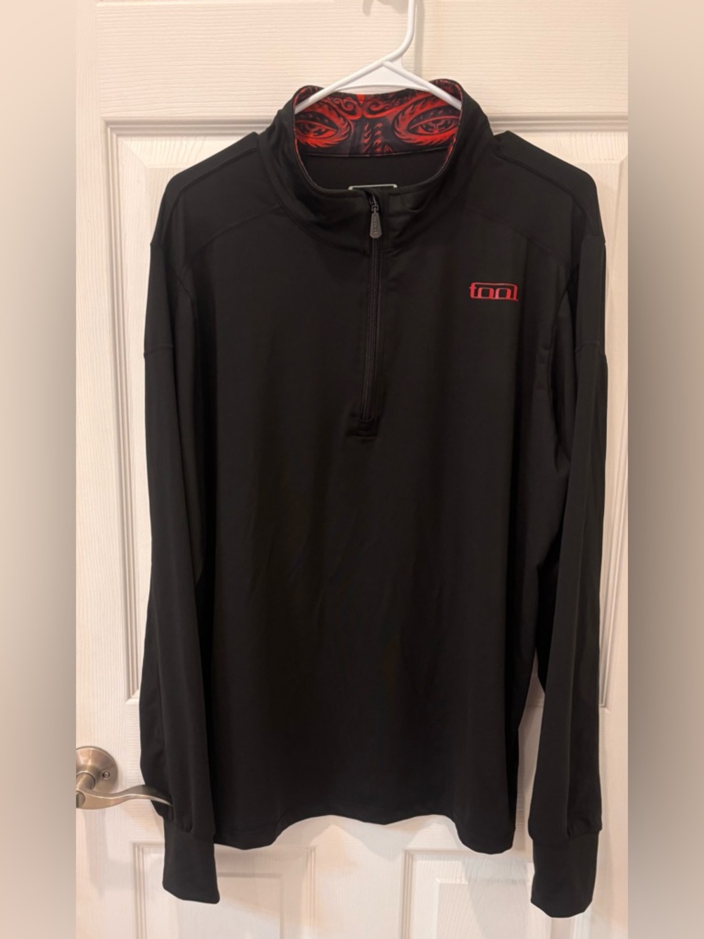 Tool Logo Black 1/4 Zip Pullover with Red Accent
